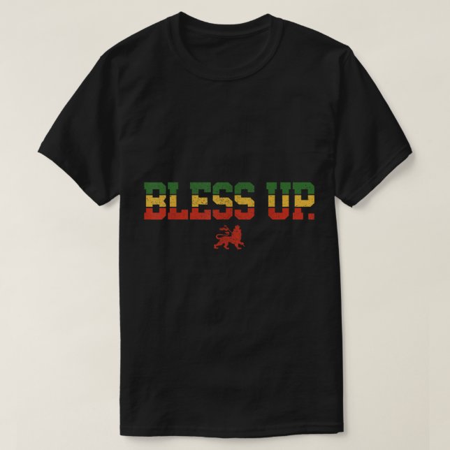 Rastafari Reggae Music Bless Up Dub Dancehall Rast T-Shirt (Design Front)