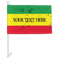 Rastafarian car flag with green yellow red colors
