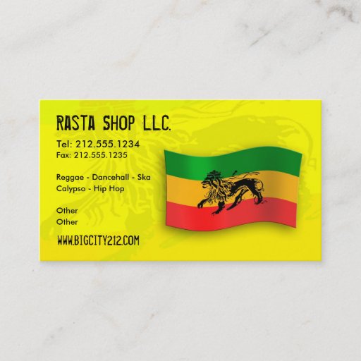 Customizable Rastafarian Editable Business Card
