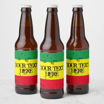 Rastafarian Flag Green Yellow Red Reggae Stripes Beer Bottle Label by iprint at Zazzle