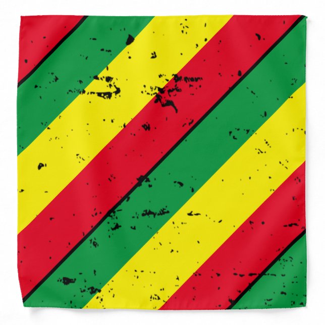 Rastafarian flag green yellow red stripes vintage bandana (Front)