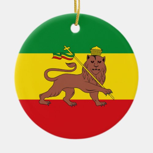 Rastafarian Flag of Ethiopia Lion of Judah Postcar Ceramic Ornament