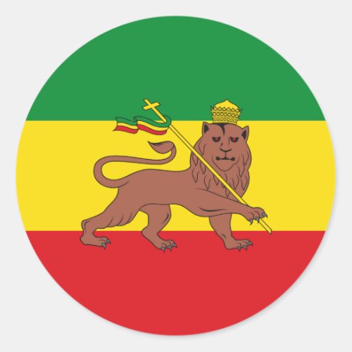 Rastafarian Flag of Ethiopia Lion of Judah Postcar Classic Round Sticker