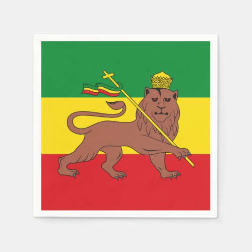 Rastafarian Flag of Ethiopia Lion of Judah Postcar Napkins