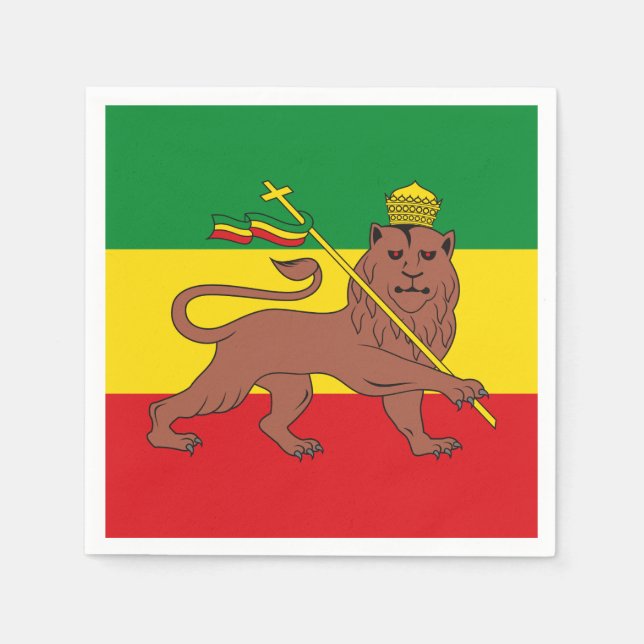 Rastafarian Flag of Ethiopia Lion of Judah Postcar Napkins (Front)