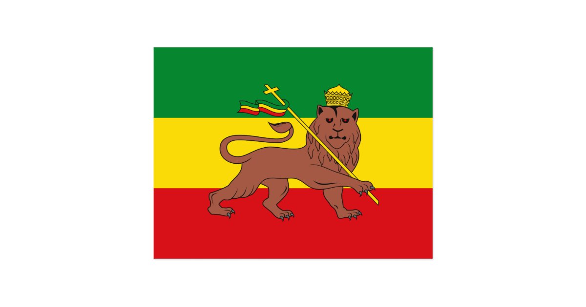 Rastafarian Flag of Ethiopia Lion of Judah Postcard | Zazzle
