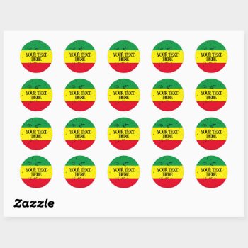 Rastafarian Flag Rasta Colors Reggae Music Custom Classic Round Sticker by iprint at Zazzle