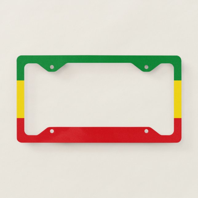 Rastafarian Flag Rasta Ethiopian License Plate Frame (Front)