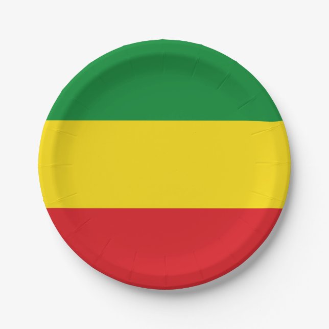 Rastafarian Flag Rasta Ethiopian Paper Plates (Front)