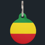 Rastafarian Flag Rasta Ethiopian Pet ID Tag<br><div class="desc">Red,  green and yellow colors represent the flag of Rastafarianism,  but is also a flag of Ethiopia. Here is a high quality Rasta gift and a great design for all rastafarians. Visit our store to find more cool Rasta gifts and other world flags gift ideas.</div>