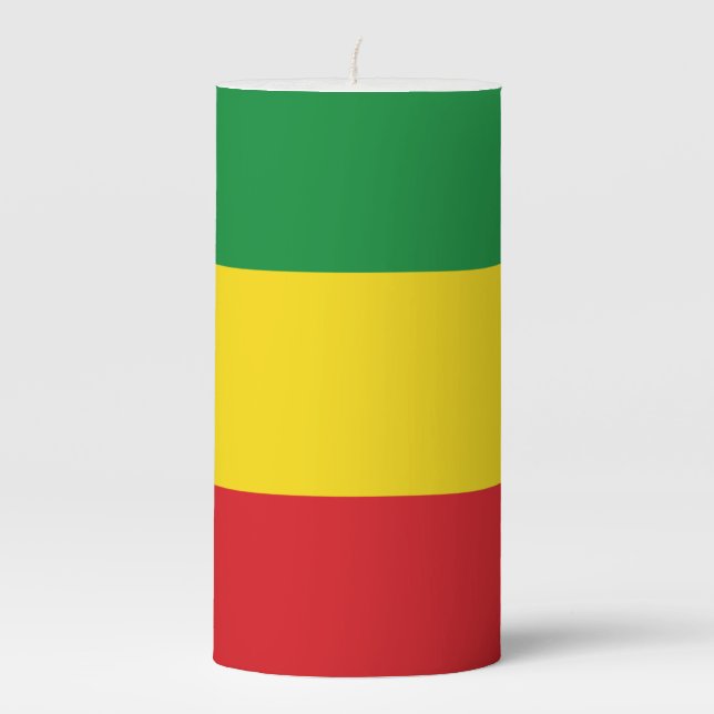 Rastafarian Flag Rasta Ethiopian Pillar Candle (Front)