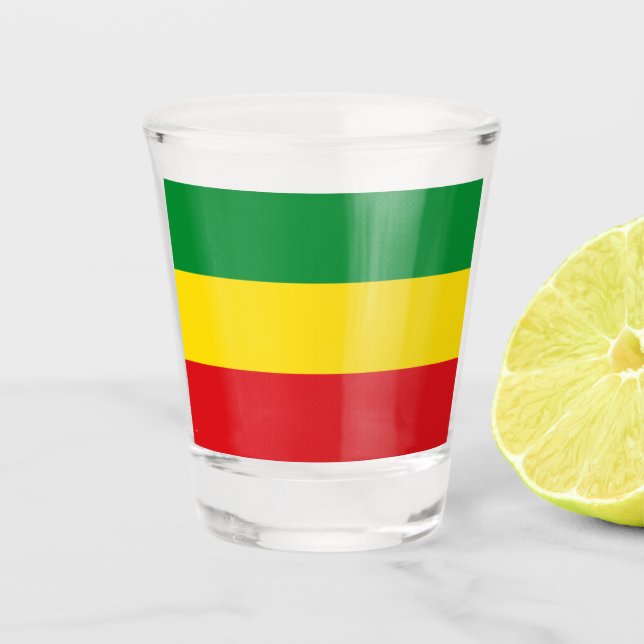 Rastafarian Flag Rasta Ethiopian Shot Glass (Front)
