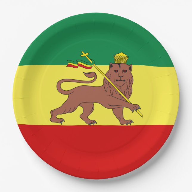 Rastafarian Flag (Rastafarianism) (Rasta) Paper Plates (Front)