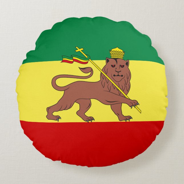 Rastafarian Flag (Rastafarianism) (Rasta) Round Pillow (Front)