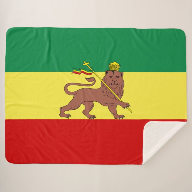 Rastafarian Flag (Rastafarianism) (Rasta) Sherpa Blanket (Front (Horizontal))