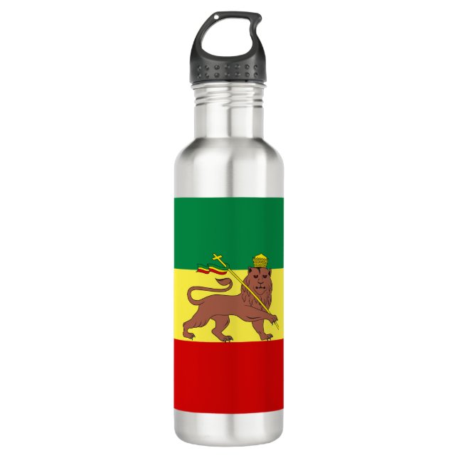 Rastafarian Flag (Rastafarianism) (Rasta) Stainless Steel Water Bottle (Front)