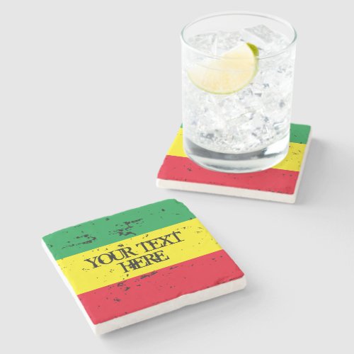 Rastafarian flag reggae music green yellow red bev stone coaster