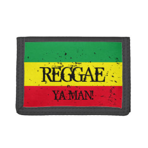 Rastafarian flag reggae music green yellow red tri-fold wallet