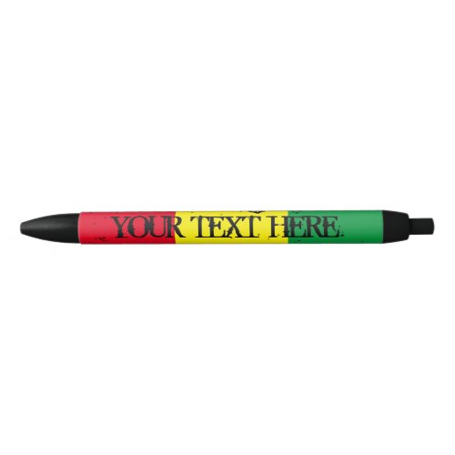 Rastafarian flag reggae music personalized black ink pen