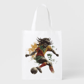 Rastafarian football player grocery bag
