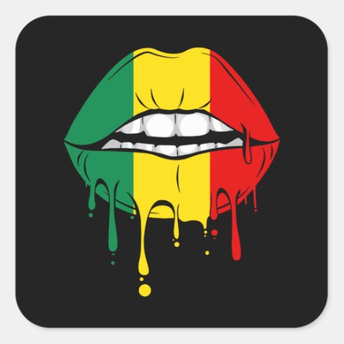 Rastafarian Jamaica Lips Square Sticker