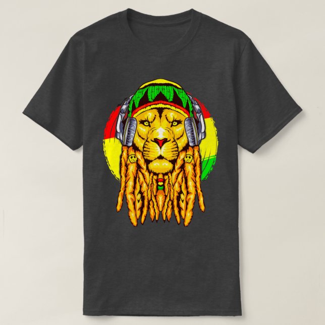 Rastafarian Lion Leo Zodiac Horoscope Astrology T-Shirt (Design Front)