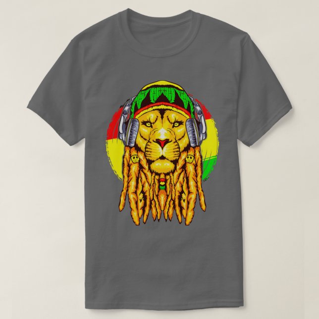 Rastafarian Lion Leo Zodiac Horoscope Astrology T-Shirt (Design Front)