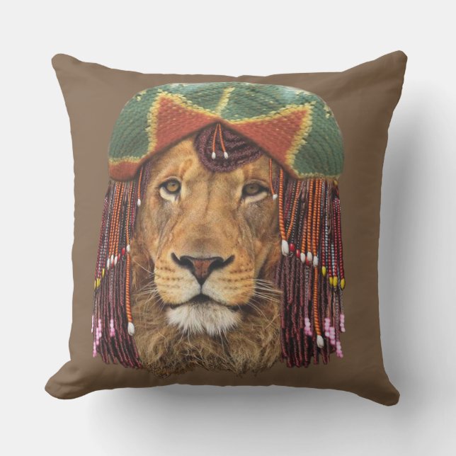 Rastafarian-lion Throw Pillow (Front)