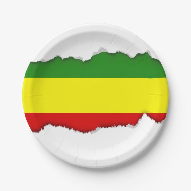 Rastafarian Pride Flag Paper Plates (Front)