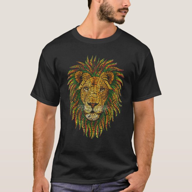 Rastafarian Red Yellow Green Rasta Apparel Lion Of T-Shirt (Front)