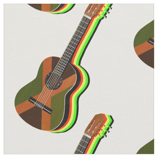 Rastafarian Reggae Guitar Jamaican Flag Fabric