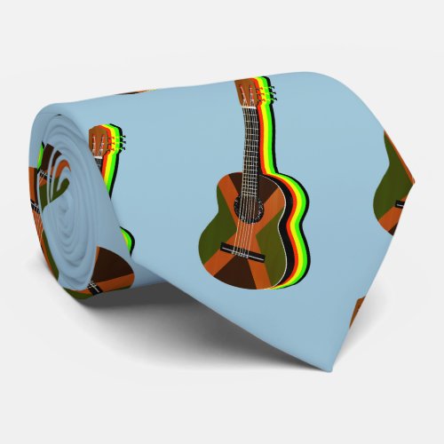 Rastafarian Reggae Guitar Jamaican Flag Tie