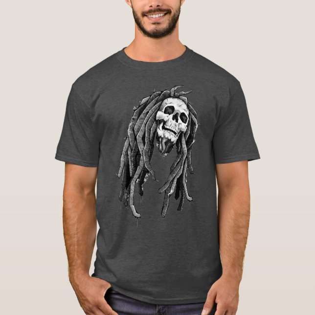 Rastafarian Skull Rasta Reggae T-Shirt (Front)
