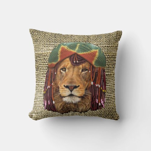 Rastafarian_wildlife lion humor design _ Wildlife Throw Pillow