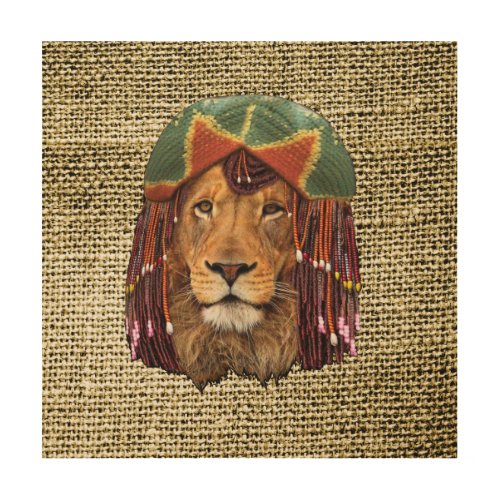 Rastafarian_wildlife lion humor design wood wall art