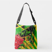 2 Pcs Rasta Jamaica Shoulder Bag Reggae Hippie Beach tote Handbag w/Rastafari Earring and Necklace set 