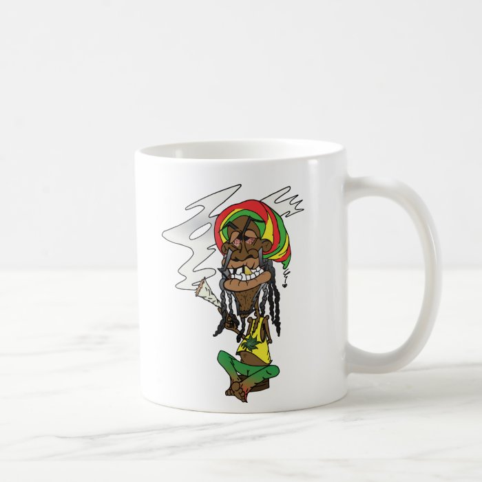 Rastaman with Joint, gold tooth and Jamaica cap Mugs