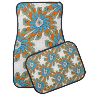Raster Floral Abstract Textile Print Car Floor Mat