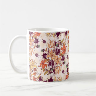 Raster illustration. Light flower pattern on color Coffee Mug