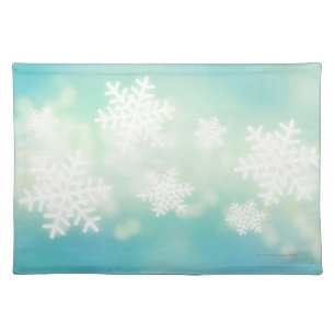 Raster illustration of glowing snowflakes cloth placemat