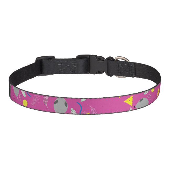 Rat and Cheese Tropical Pink Shapes  Pet Collar (Front)