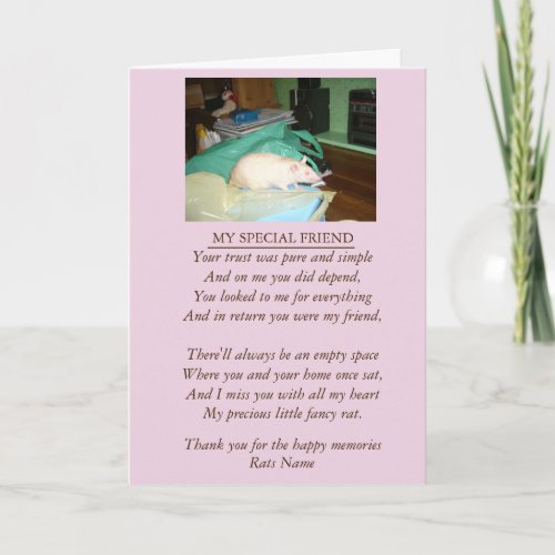 Rat and pet sympathy original poem card
