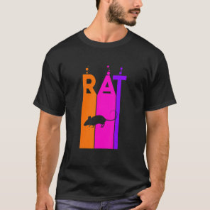 Rat Animal Rainbow Bubble With Silhouette T-Shirt