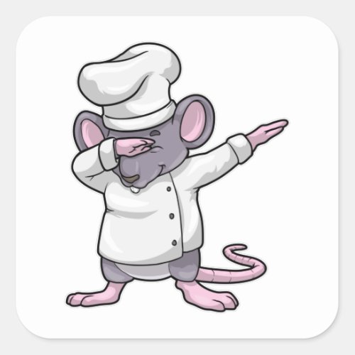 Rat as Chef with at Hip Hop Dance Dab Square Sticker