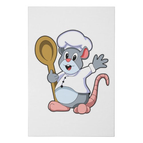 Rat as Chef with Cooking apron Faux Canvas Print