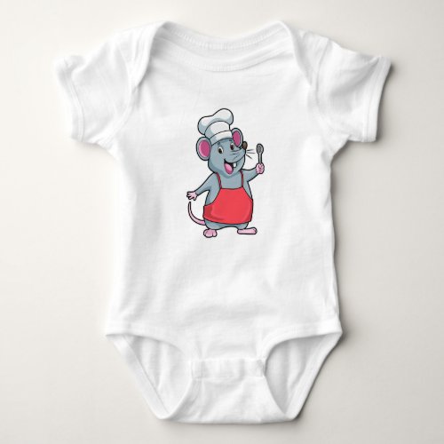 Rat as Chef with Cooking apron  Spoon Baby Bodysuit