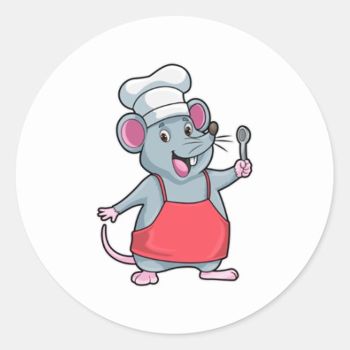 Rat as Chef with Cooking apron  Spoon Classic Round Sticker