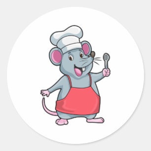 Rat as Chef with Cooking apron & Spoon Classic Round Sticker