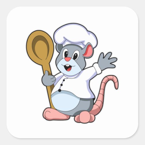 Rat as Chef with Cooking apron Square Sticker