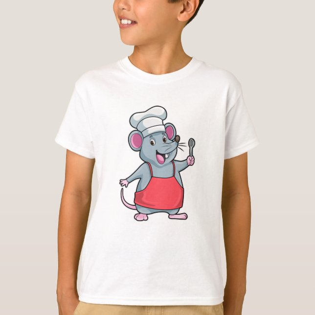Rat as Chef with Cooking apron & Wooden spoon T-Shirt (Front)